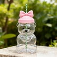 thumbnail image 2 of Vaso de Cristal con Forma de Oso y Moño Rosa Incluye Tapa y Pajita de 20oz Ideal para Café Té Helado y Cócteles Seguro para Lavavajillas, 2 of 5