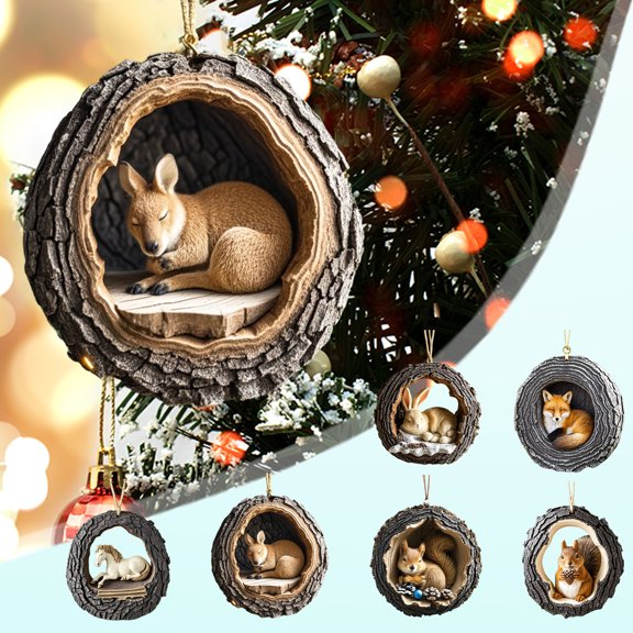 Christmas Hanging Decorations for Xmas Tree Animals Christmas Ornaments Christmas Tree Animals Print Acrylic Ornaments Forest Animals Decorations Christmas Decorations Souvenir Gifts Christmas Decor