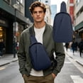 thumbnail image 4 of MMJ Sling Bag for Men Crossbody Chest Bag Large Capacity PU Leather for Commute Travel Work 11.8x7.9x3.9in, 4 of 6