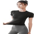 thumbnail image 2 of LYMAYTER Sports T-Shirt for Women Dry Fit Yoga Workout Basic Tops Versatile Solid Color Slim Shirt S-3XL, 2 of 9
