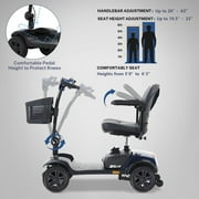 Mobility Scooters, Heavy Duty Compact AdultsElectric Scooters with 300W Motor, Motorized Scooter with Detachable Basket, Outdoor Senior Scooter With Anti-Tip wheel, Lite Blue, SS550