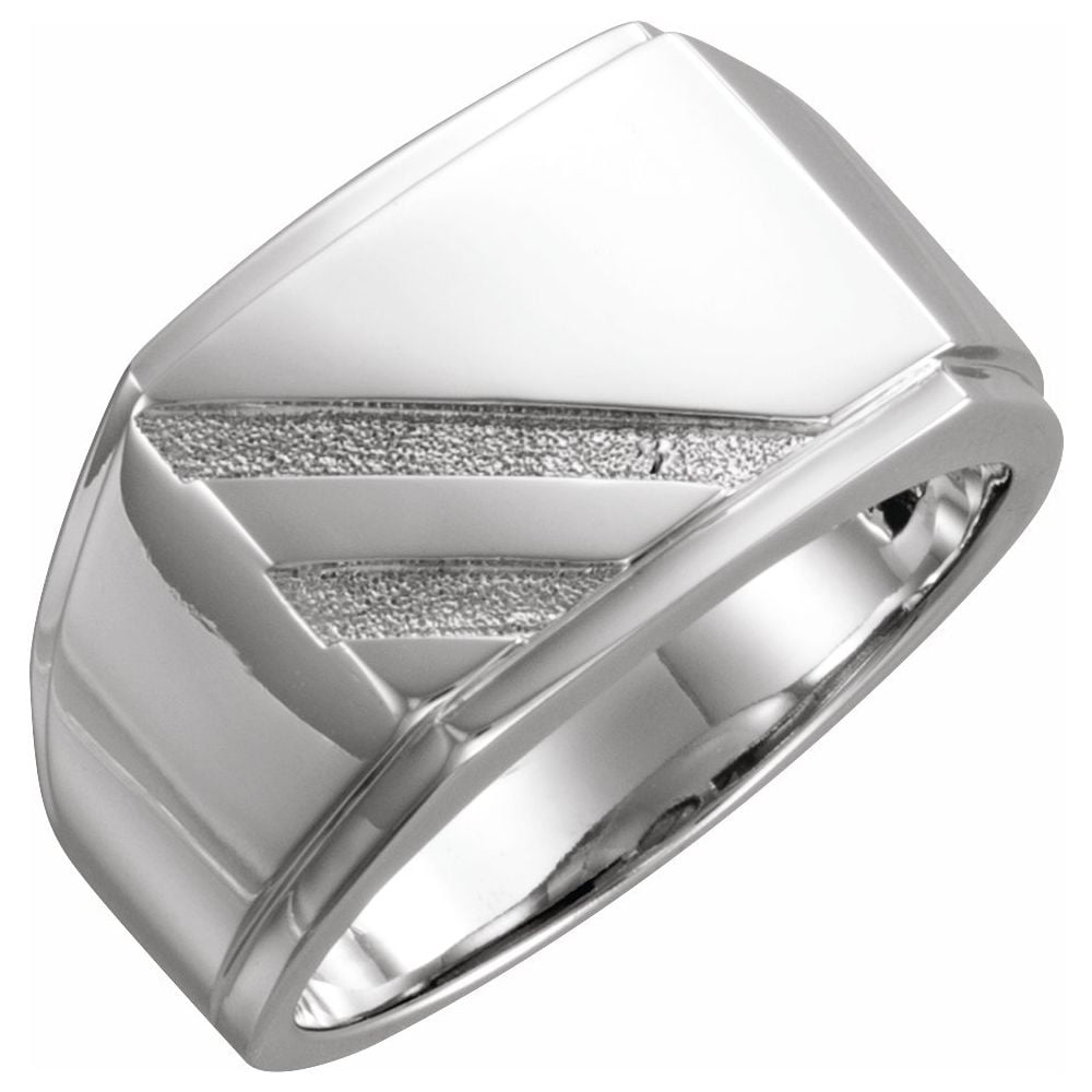 Jewelplus 14k White Gold Men Gents Ring
