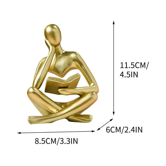 Desk with Bookshelf Abstract Figure Reading Statue, Resin Decorative Bookshelf Desk Ornament for Home and Office Interior Decor