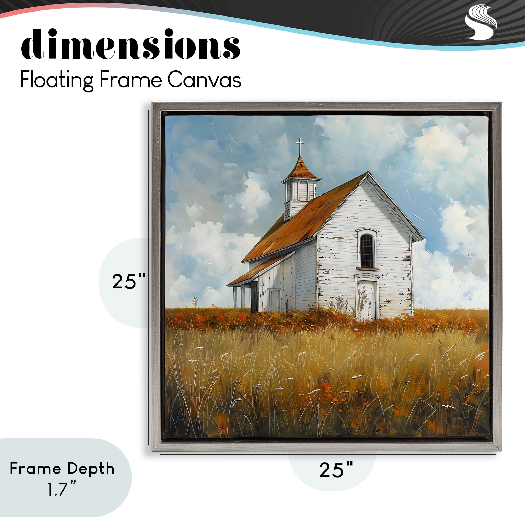 Stupell Industries Rustic Church in Field Gray Framed Floater Canvas Wall Art, design by Creative Studio