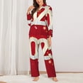 thumbnail image 6 of Salouo Happy New 2025 Year Pattern Women's Pajamas Set Long Sleeve Button Down Sleepwear Soft Pj Lounge Sets for women 2 Piece Pjs Set with Long Pants -XX-Large, 6 of 8