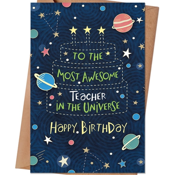 Tarjeta de cumpleaños HEJOYN Teacher Happy Birthday con sobre