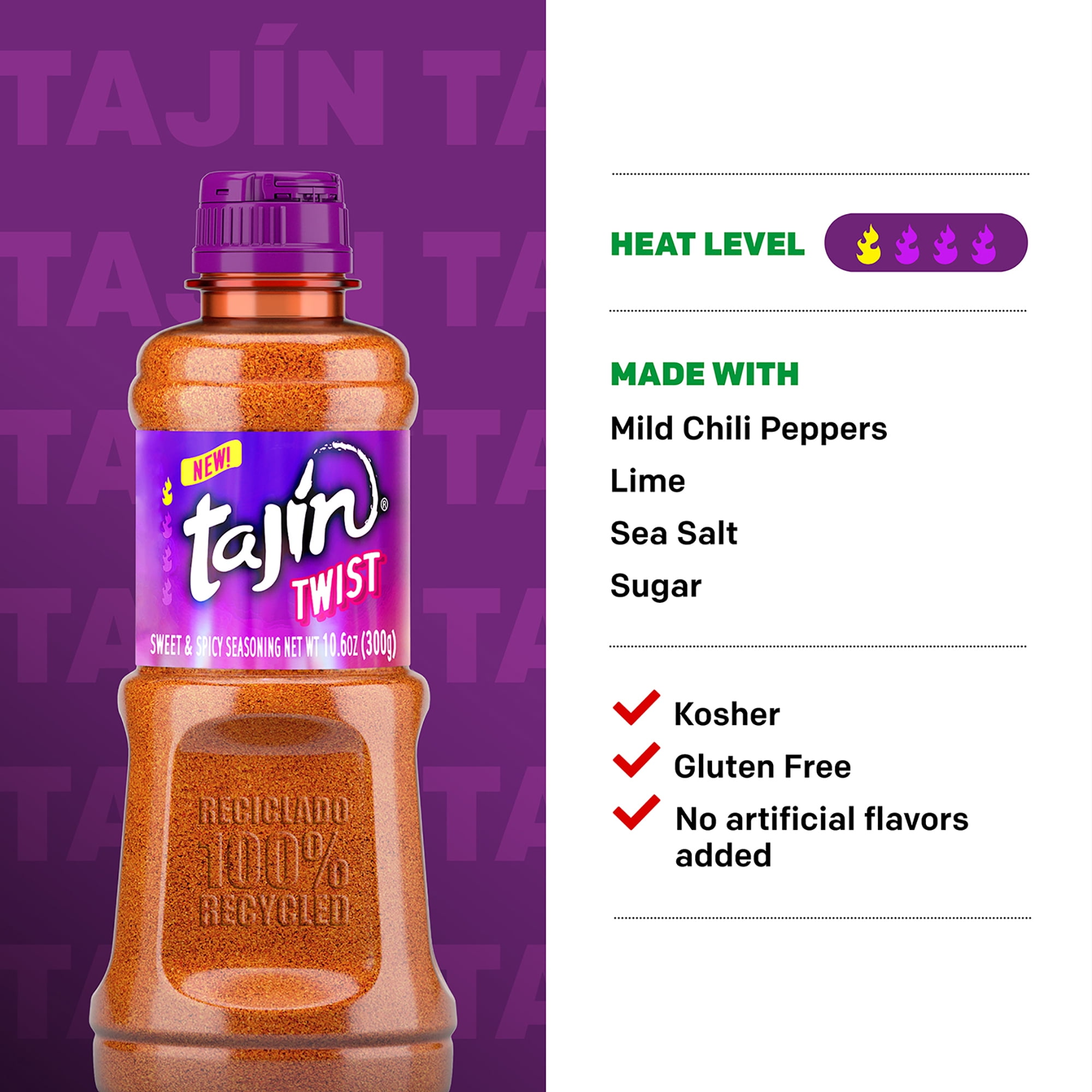 (6 pack) Tajin Twist Seasoning, Sweet and Spicy Seasoning, 10.6 oz