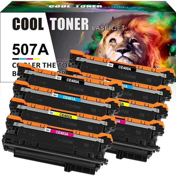 Cool Toner Compatible Toner Replacement for HP 507A CE400A CE401A CE402A CE403A High Yield (2 * Black, 2 * Cyan, 2 * Magenta, 2 * Yellow, 8-Pack)