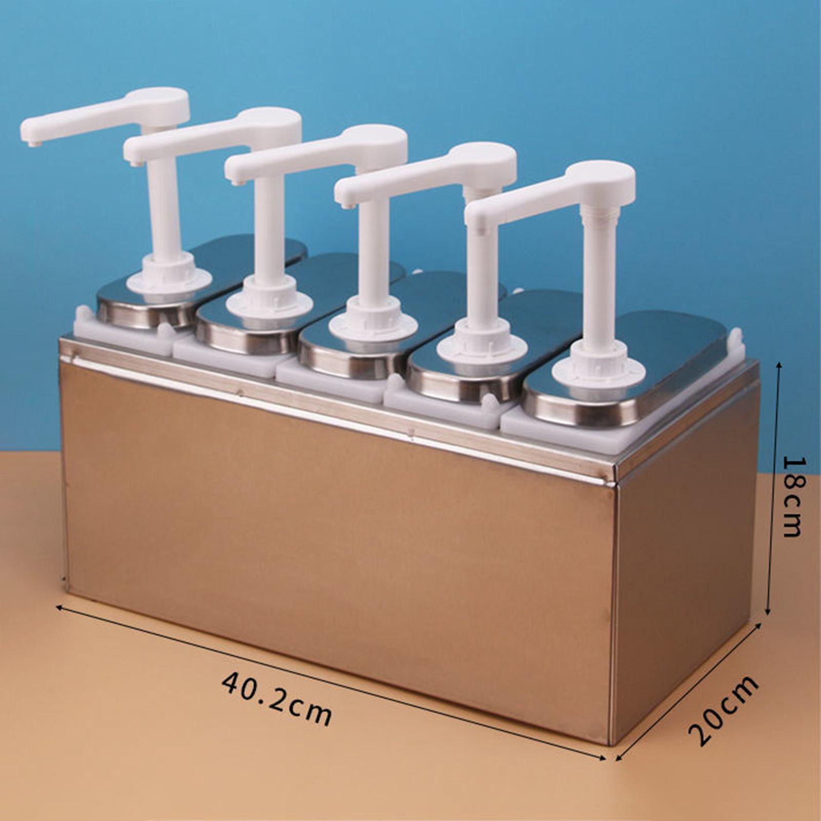 Fiocias Condiment Pump Dispenser 1.4L Detachable Hand Press Syrups Salad Dispensing Tool Five head
