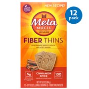 (12 pack) (12 Pack) Metamucil Cinnamon Spice Flavored Fiber Thins Dietary Fiber Supplement with Psyllium Husk, 12 servings