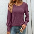 thumbnail image 2 of XuJwPNcy Women's Long Sleeve Shirts Casual Crew Neck Puff Sleeve Loose Flowy Blouse Shirts Tunic Fall Tops, 2 of 6