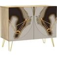 thumbnail image 3 of PixonSign Sideboard Buffet Cabinet, Kitchen Storage Cabinet with 2 Doors, Gold & Brown Bridle Horse Pattern, Cupboard Console Table for Dining Room - 35" L x 18" W x 29" H, 3 of 5