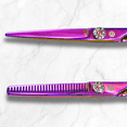 thumbnail image 2 of Swivel 5.5" Saki Kohana Pink Hair Shear Set (Swivel Cutting Shears, Swivel Thinning Shears, Razor, Case) - 440C Steel - For Professional Use, 2 of 6