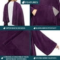 thumbnail image 3 of PAVILIA Purple Fleece Wearable Blanket with Sleeves for Adults Women Men, Soft Warm Full Body Wrap Throw, Sweatshirt Pocket, Cozy Pullover Robe Blanket with Arm, Gifts for Christmas Mom Wife, 3 of 9