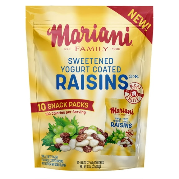 Mariani Sweetened Vanilla Yogurt Raisins – Dried Fruit Snack Packs