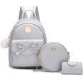 thumbnail image 1 of LAICAIW Girls Bowknot 3-Pieces Fahsion Leather Backpack Backpack Purse for Women Rucksack for Ladies Shoulder Bag, 1 of 6