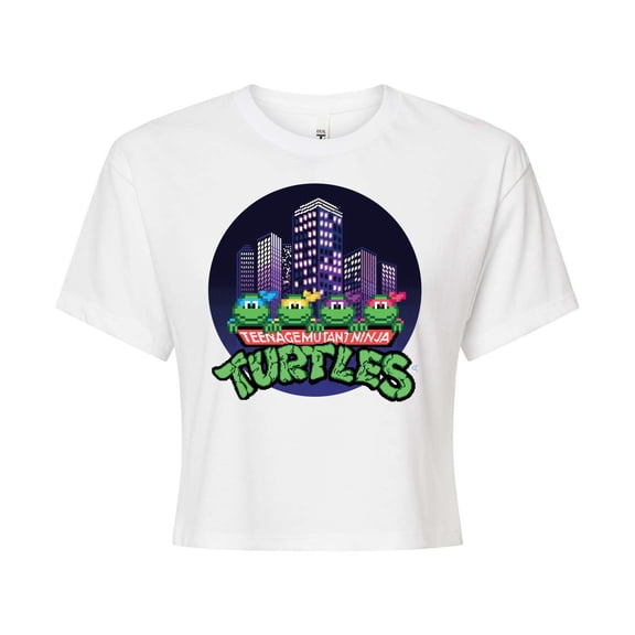 Teenage Mutant Ninja Turtles - City Scape With Turtles - Juniors Cropped Cotton Blend T-Shirt