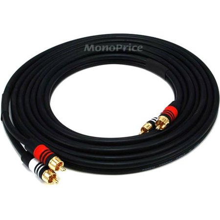 UPC: 0844660028659 | Monoprice Premium Two-Channel Audio Cable – 12 Feet – Black | 2 RCA Plug to 2 RCA Plug 22AWG  Male to Male