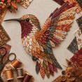 thumbnail image 6 of Beginner-Friendly 3D Patchwork Bird DIY Craft Kit, Floral Textile Bird Art Making Kit, Perfect Handcraft Gift for Adults Hobbyists Autumn Harvest Hummingbird, 6 of 7