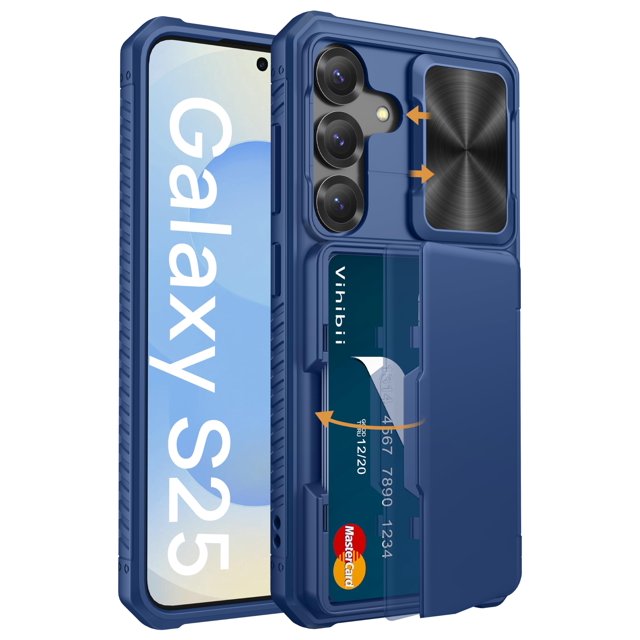 Funda de teléfono Vihibii para Samsung Galaxy S25 con tarjetero, color azul
