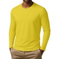 thumbnail image 4 of Dresfit Thermal Shirts for Men Solid Color Big and Tall Tshirts 2025 Oversized Long Sleeve Crew Neck Muscle Shirt Fall Stretch Lightweight Button Fashion Yellow 3XL, 4 of 7