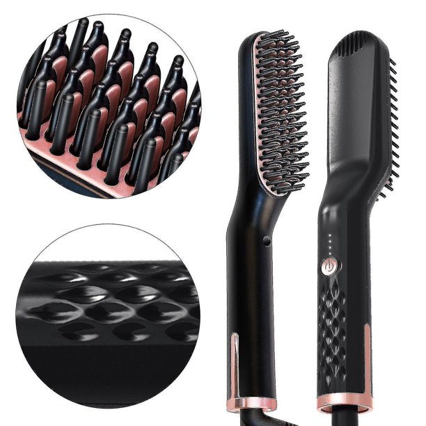Alisador de barba para hombres, peine caliente, cepillo de pelo eléctrico, peine de pelo multifuncional, plancha alisadora de pelo, cepillo Hy