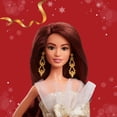 thumbnail image 4 of Barbie Signature 2025 Holiday Barbie Fashion Doll, Seasonal Collector, Dark Brown Hair with Silver & Gold Gown, 4 of 8