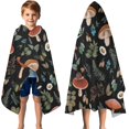 thumbnail image 3 of Brown Mushroom Daisy Black Pattern Hooded Bath Towel，50"x30" for Ages 3 To 12 Kids, Quick Dry Lightweight Soft Microfiber Hood Beach Towel Cover Up for Kids, 3 of 7