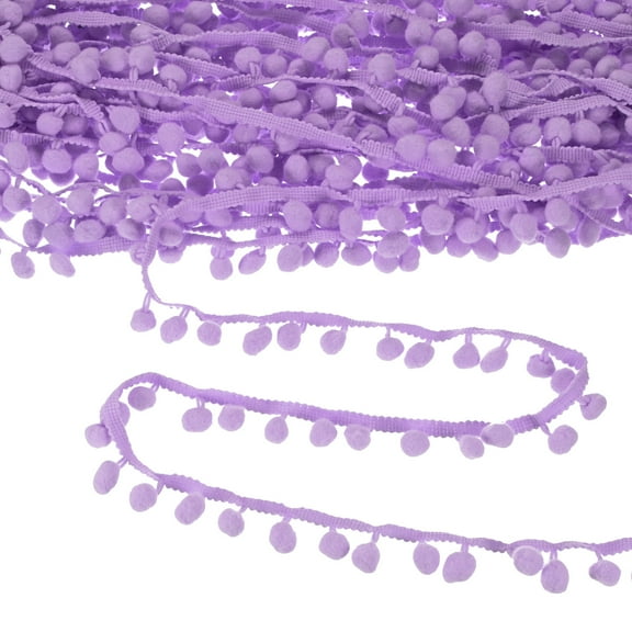 Uxcell Pom Pom Ball Fringe Trim, 10 Yards 11mm Mini Pom Pom Trim Ribbon for Home Decoration/DIY Crafts, Medium Purple