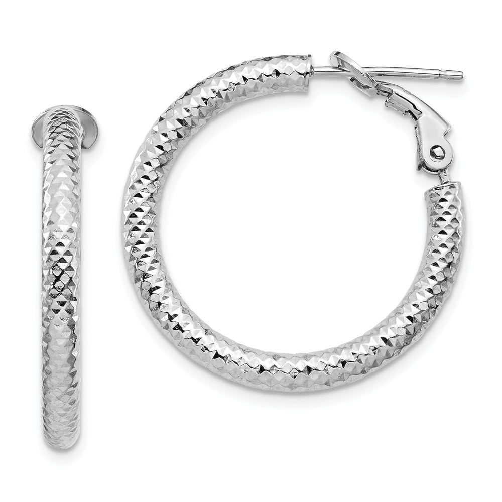FB Jewels 10K Yellow Gold Diamond-cut 3x20mm Hollow Tube Hoop Earrings FB Jewels 10K Yellow Gold Diamond-cut 3x20mm Hollow Tube Hoop Earrings