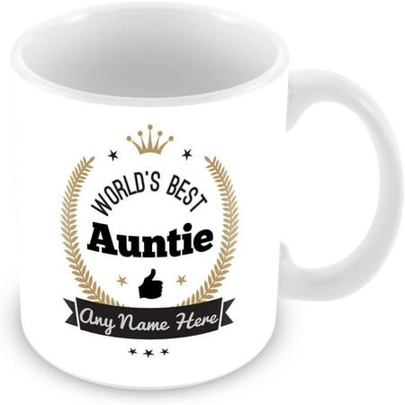

World s Best Auntie Personalised Mug Gift - Customise Cup with Name - Gold