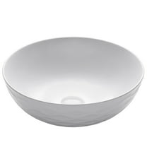 KRAUS Viva Round White Porcelain Ceramic Vessel Bathroom Sink, 16 1/2 in. D x 5 1/2 in. H
