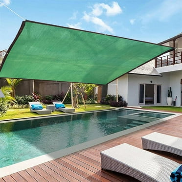Djiypn Sun Shade Canopy Outdoor Sunshade Swimming Pool Sun Awning Sunshine Protection Rectangle Shade Canopy Sunshine Block For Patio Garden Outdoor Facility,HDPE,Green,406g