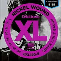 D'Addario EXL120-8 XL Nickel Wound Electric Guitar Strings for 8-String Set, Super Light Gauge, 9-65