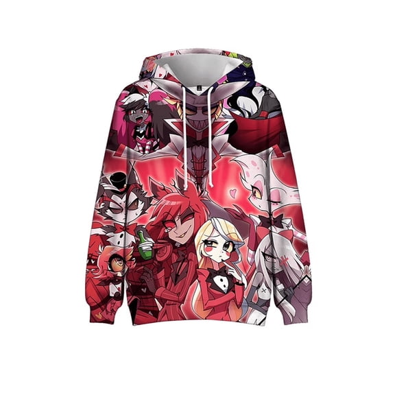 Hazbin Hotels Hooded Sweatshirts Anime Digital Printed Long Sleeve Streetwear Pullover Casual Harajuku Hooded