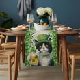 thumbnail image 2 of St. Patrick's Day Table Runner - 90 Inch Long, Kitchen Dining Table Runner Dresser Scarves, Vintage Cute Cat Beer Green Clovers Farmhouse Decor for Coffee Tables Wedding Party Banquet, 2 of 8