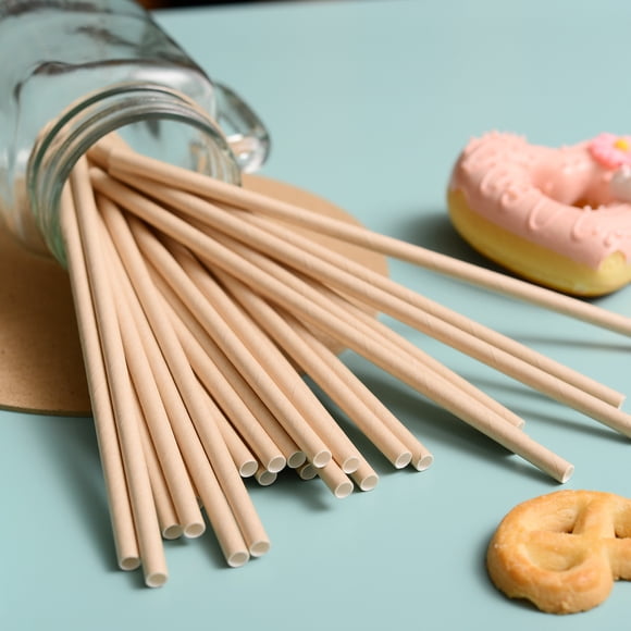 Zhuge 200 pajitas de papel biodegradables para suministros de fiesta, cumpleaños, decoraciones navideñas, color caqui