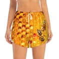 thumbnail image 2 of Balery Bees on Hive Honeycomb Pantalones cortos deportivos para mujer con forro y dos bolsillos, elásticos, para entrenamiento, gimnasio, yoga-X-Large, 2 of 7