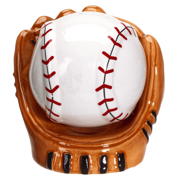 Baseball Caught in a Mitt You're OUT Ceramic Salt and Pepper Shakers