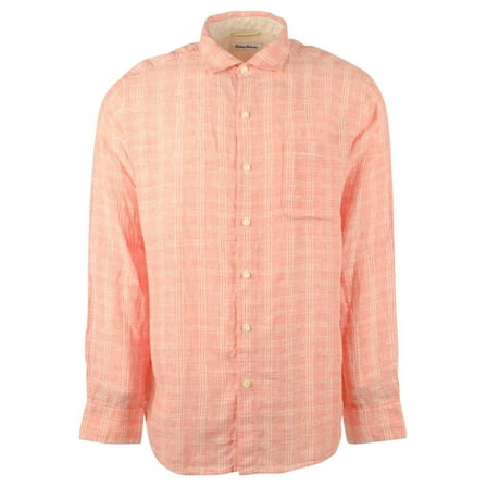 Tommy Bahama Men's Linen Long Sleeve Button Down Shirt Orange Large