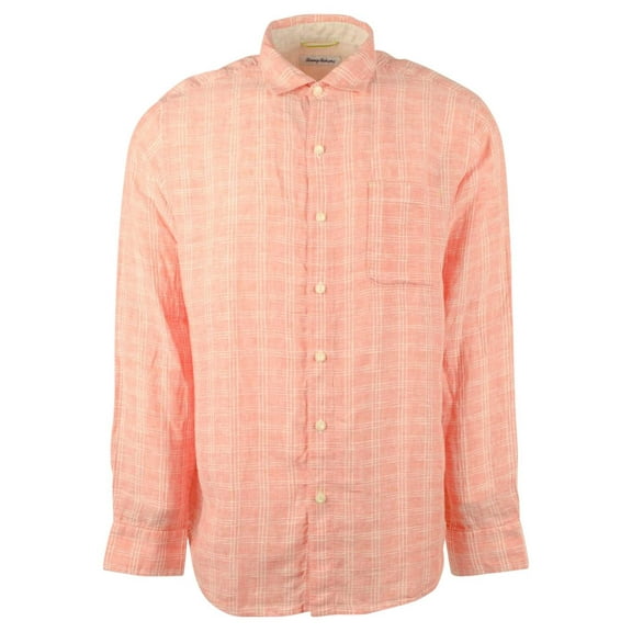 Tommy Bahama Men's Linen Long Sleeve Button Down Shirt Orange Large