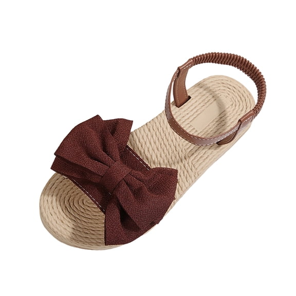 hoksml Women Open Toe Ankle Strap Flat Sandals, Big Bow Cloth Upper Espadrille Platform Casual Summer Sandals