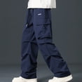 thumbnail image 3 of Mens Multi-Pockets Wide Leg Cargo Pants Fashion Streetwear Straight Trousers, 3 of 11