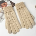 thumbnail image 2 of Besolor Winter Warm Gloves for Women, Thermal Cable Knit Elastic Cuff Gloves for Cold Weather, Touchscreen Fingers, 2 of 3