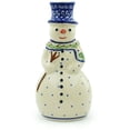 thumbnail image 3 of Polish Pottery 6¼-inch Snowman Candle Holder (Spring Flowers Theme) Hand Painted in Boleslawiec, Poland + Certificate of Authenticity, 3 of 6