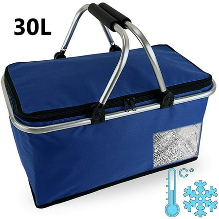 QualitChoice 30L Shopping Basket Bag Foldable Thermal Basket Cooler Bag ...