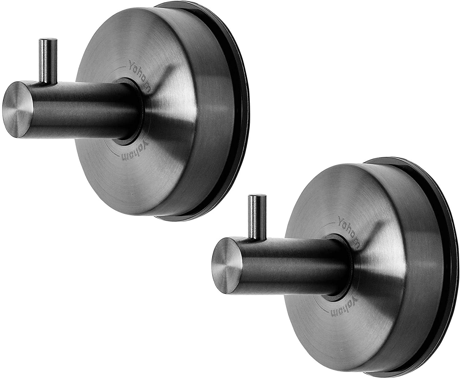 Yohom 2Pcs Vacuum Suction Cup Hooks Shower Towel Holder Stainless Steel Bathroom Shower Hook