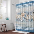 thumbnail image 3 of Blue Coastal Bathroom Shower Curtain, Eucalyptus Leaves Starfish Shells Retro Summer Waterproof Washable Soft Bath Curtain for Bathtub Decor with 12 Hooks&Grommet, 72x72 Inch, 3 of 9