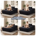 thumbnail image 3 of Oooh Life Oversized Chaise Lounge Indoor, Compression Floor Sofa Bed with Pillows, Corduroy Leisure Reading Chair for Living Room, Black, 3 of 7