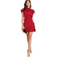 thumbnail image 3 of Vestido de fiesta de cóctel con dobladillo con volantes y manga corta con cuello anudado para mujer Xemadio WRMH-221-2, 3 of 6